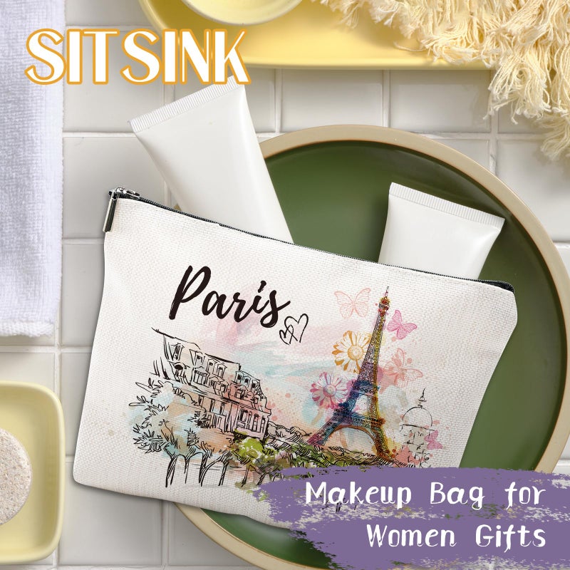 Sitsink Paris Souvenirs Travel Essentials - Eiffel Tower Paris Souvenirs from France  Paris Gifts for Women Small Cosmetic Bag for Purse  Paris Travel Must Haves Small Makeup Bag Gifts for Girls - Image 3